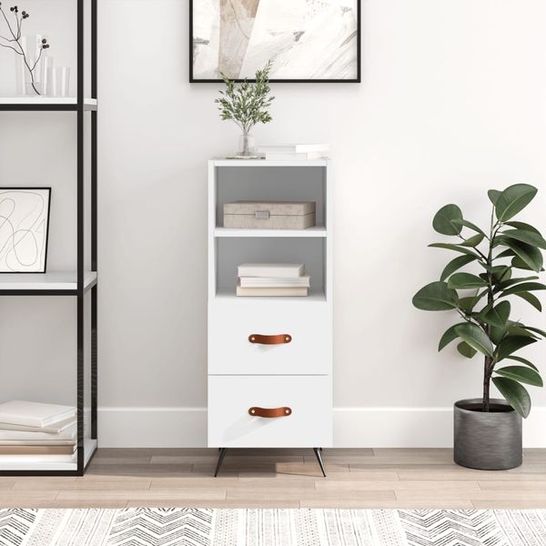 vidaXL Komoda biela 34,5x34x90 cm spracované drevo