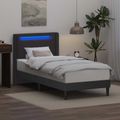 vidaXL Rám postele s LED pásikmi Sivá 100 x 200 cm Umelá koža
