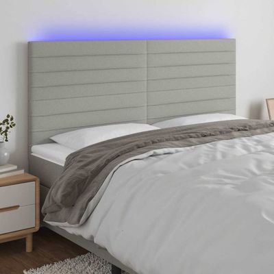 vidaXL Čelo postele s LED bledosivé 180x5x118/128 cm látka