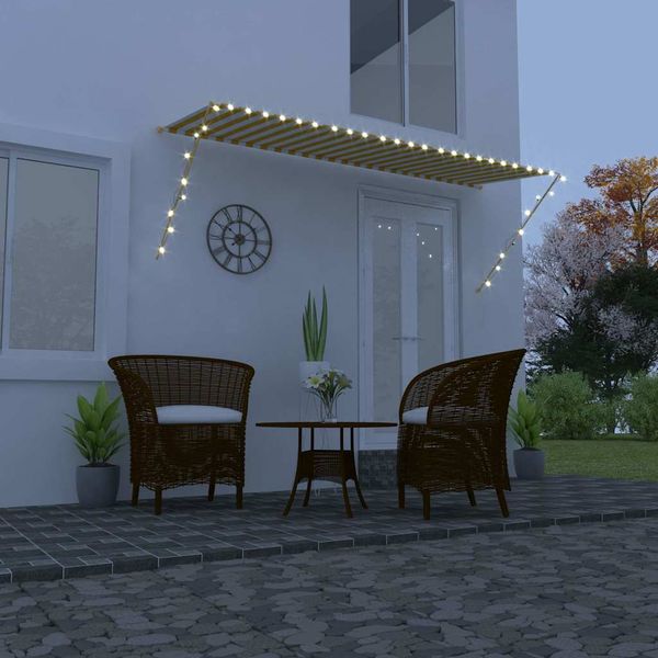 vidaXL Zaťahovacia markíza s LED 350x150 cm žlto-biela