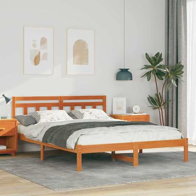 vidaXL Rám postele Hnedá 140 x 200 cm Masívne borovicové drevo