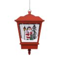 vidaXL Vianočná závesná lampa s LED osvetlením a Santom červená 27x27x45 cm