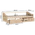 vidaXL 3-miestna posteľ so zásuvkami masívna borovica 90x200 cm
