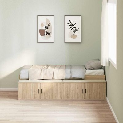 vidaXL Rám postele s dverami Sonoma dub 100 x 200 cm Kompozitné drevo