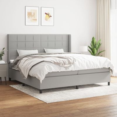 vidaXL Posteľný rám boxsping s matracom bledosivý 200x200 cm látka