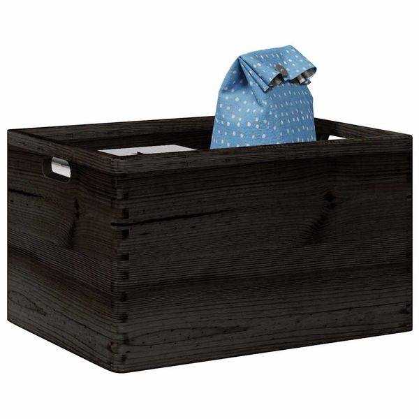 VidaXL Drevená škatuľka s rúčkami čierna 40x30x23 cm masívna borovica
