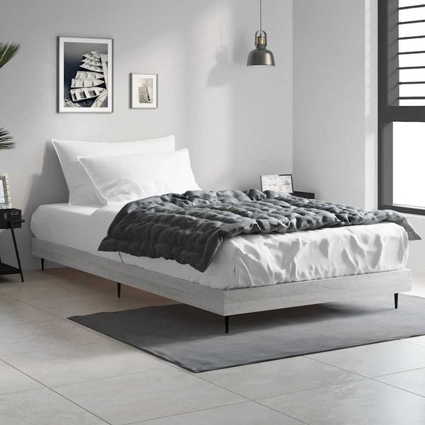 vidaXL Posteľný rám sivý dub sonoma 90x200 cm borovicový masív