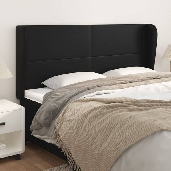 vidaXL Čelo postele so záhybmi čierne 203x23x118/128 cm umelá koža