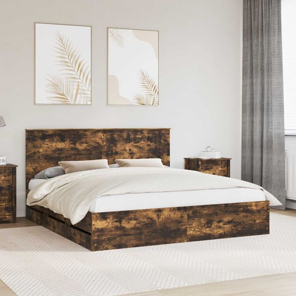 vidaXL Rám postele Dymová dub 180 x 200 cm Inžinierske drevo