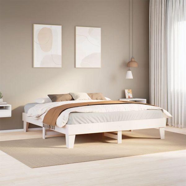 vidaXL Posteľ bez matraca biela 200x200 cm masívna borovica