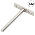 vidaXL Plávajúce konzoly na police 12 ks Neviditeľné Ø10x100 mm Uhlíková oceľ