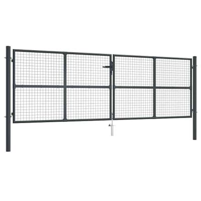 vidaXL Pletená záhradná brána, pozinkovaná oceľ, 400x125 cm, sivá