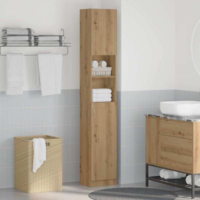 vidaXL Kúpeľňová skrinka, dubový dizajn, 32x25,5x190 cm, imitácia dreva