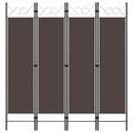 vidaXL Paraván so 4 panelmi, hnedý 160x180 cm