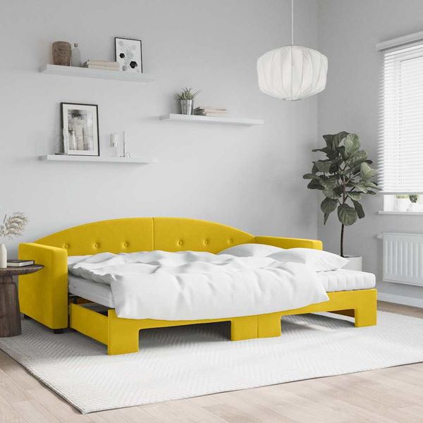 vidaXL Rozkladacia denná posteľ s matracmi žltá 80x200 cm zamat