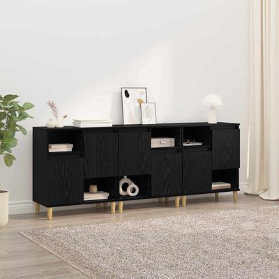 vidaXL Komody 3 pcs Čierny dub 60 x 35 x 70 cm Kompozitné drevo