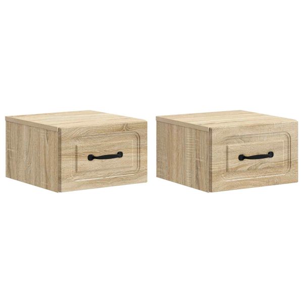 vidaXL Nástenná nočná skrinka 2 pcs Dub sonoma 34,5 x 33 x 20 cm