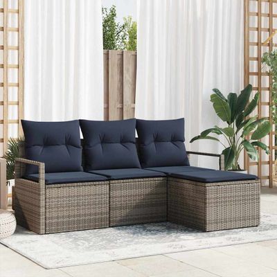 vidaXL Sada pohoviek 4 pcs Sivá polyratan