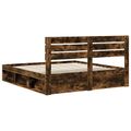 vidaXL Rám postele Dymová dub 200 x 200 cm Masívne borovicové drevo