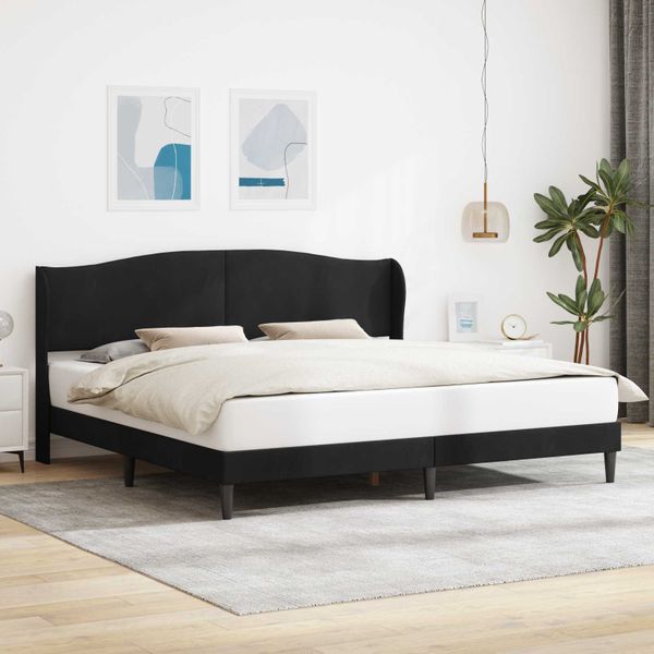 vidaXL Rám postele s čelnou doskou Čierna 200 x 200 cm Zamat