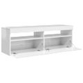 vidaXL TV skrinka s LED svetlami lesklá biela 120x35x40 cm