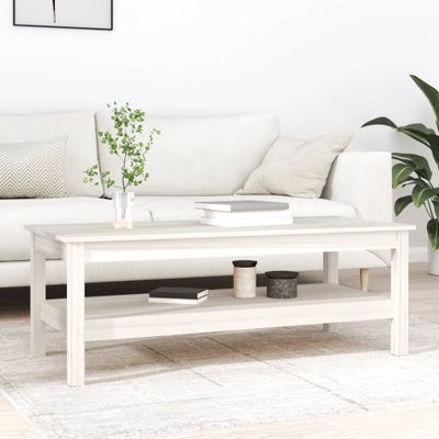 vidaXL Konferenčný stolík biely 110x50x40 cm borovicový masív