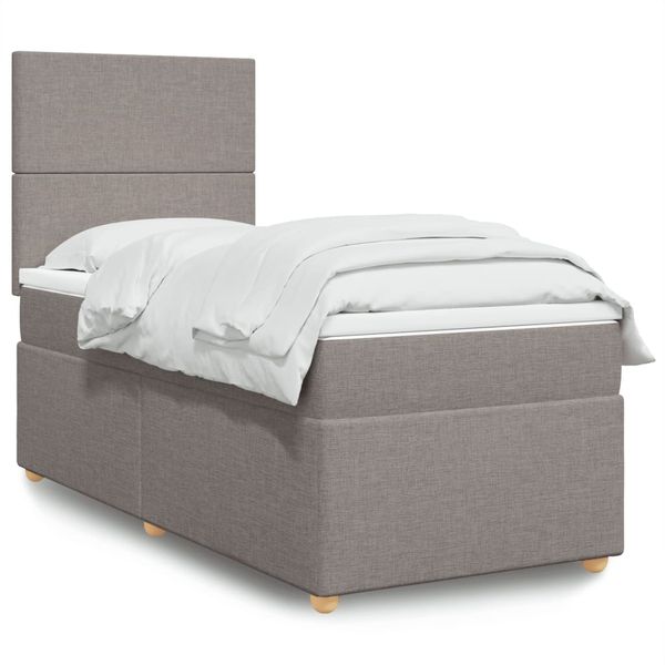 vidaXL Posteľný rám boxsping s matracom sivohnedý 80x200 cm látka