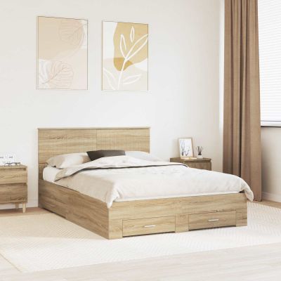 vidaXL Rám postele Dub sonoma 140 x 190 cm Kompozitné drevo