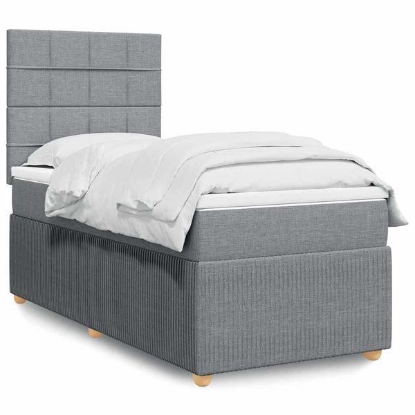 vidaXL Posteľný rám boxsping s matracom bledosivý 90x190 cm látka