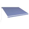 vidaXL Ručná zaťahovacia markíza modro-biela 450x300 cm