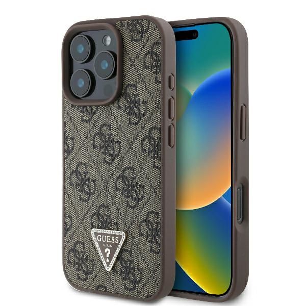 Puzdro Guess pre iPhone 16 Pro Max 6,9" GUHCP16XP4TDPW Leather 4G Triangle Strass hnedé MagSafe