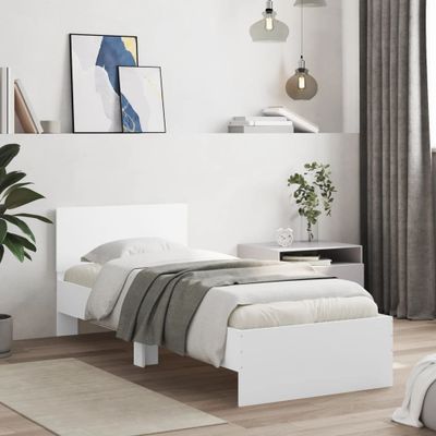 vidaXL Posteľný rám s čelom biely 90x190 cm kompozitné drevo