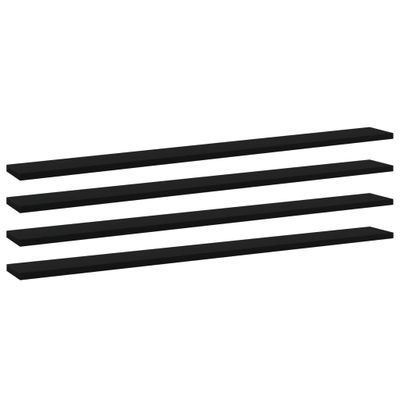 vidaXL Prídavné police 4 ks, čierne 100x10x1,5 cm, drevotrieska