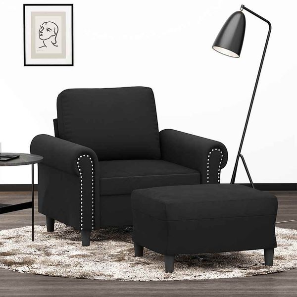vidaXL Kreslo s podnožkou čierne 60 cm zamat