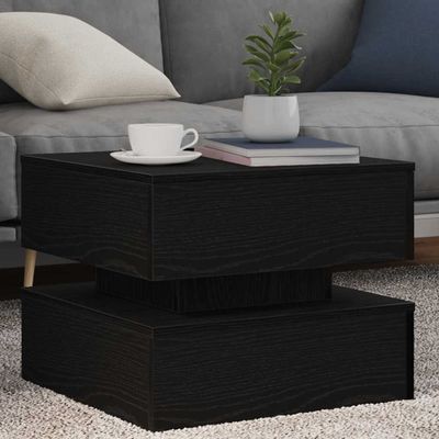 vidaXL Konferenčný stolík s LED svetlami, čierny dub 50x50x40 cm