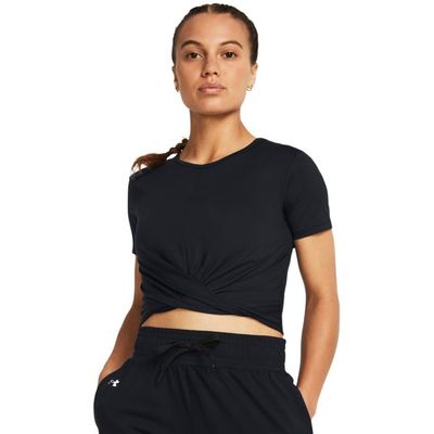 Dámske tričko Motion Crossover Crop SS Black - Under Armour, veľkosť XL, veľkosť oblečenia XL