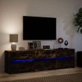 vidaXL TV stolík s LED dymový dub 180x34x50 cm kompozitné drevo