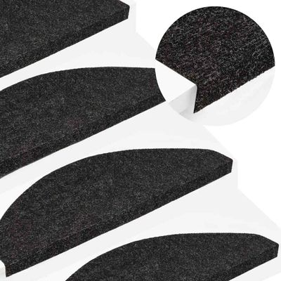 vidaXL Samolepiace nášľapy na schody 15 ks 56x17x3 cm čierne