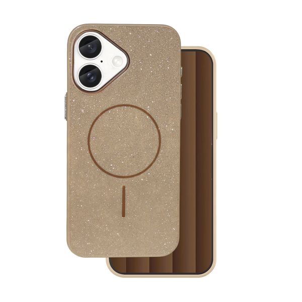 Glitter Thin Mag puzdro pre iPhone 16 6,1" hnedé
