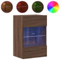 vidaXL Nástenné skrinky s LED osvetlením pre TV 2 ks hnedý dub 40x30x60,5cm