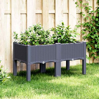 vidaXL Záhradný kvetináč s nohami modrosivý 80x40x42 cm PP