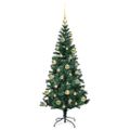 vidaXL Umelý predsvietený vianočný stromček Zelená 120 cm PVC a kov