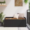 vidaXL Záhradná úložná lavica 120 cm, polyratan, čierna