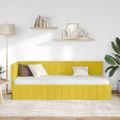 vidaXL Rohový rám postele s čelnou doskou Žltá 80 cm x 200 cm Zamat
