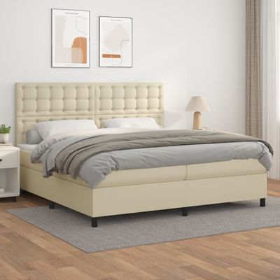 vidaXL Boxspring posteľ s matracom krémová 200x200 cm umelá koža