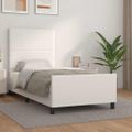vidaXL Posteľný rám s čelom biely 90x200 cm umelá koža