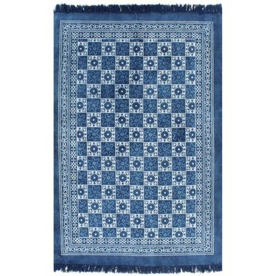 vidaXL Kilim koberec modrý 120x180 cm bavlnený vzorovaný