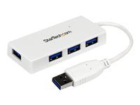 Multi Port USB Hub so vstavaným káblom - Napájaný USB 3.0 predlžovač pre notebook - Biely (ST4300MINU3W) - Rozbočovač - 4 x SuperSpeed USB 3.0 - desktop - pre P/N: FCREADMICRO3, MSDREADU2OTG, MSDREADU3CA