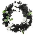 vidaXL Vianočný veniec s LED svetlami, čierny 60 cm, PVC