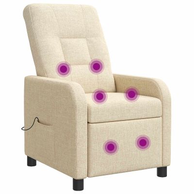 vidaXL Masážne relaxačné kreslo Krémová Látka